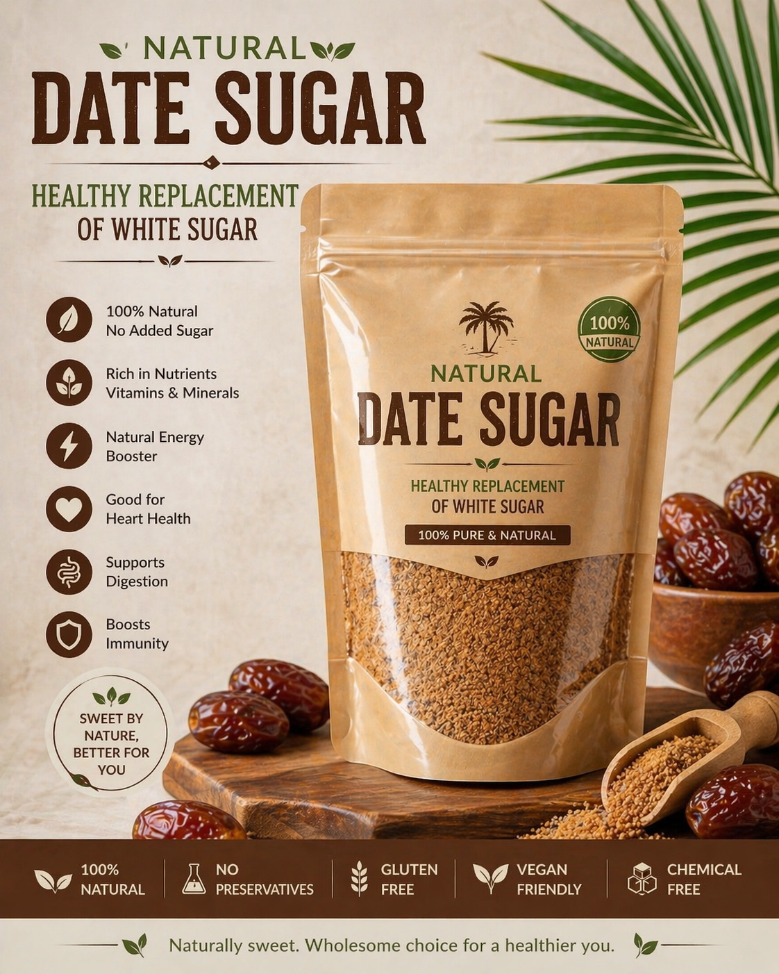 NATURAL DATE SUGAR (Healthy Replacement of White Sugar)
